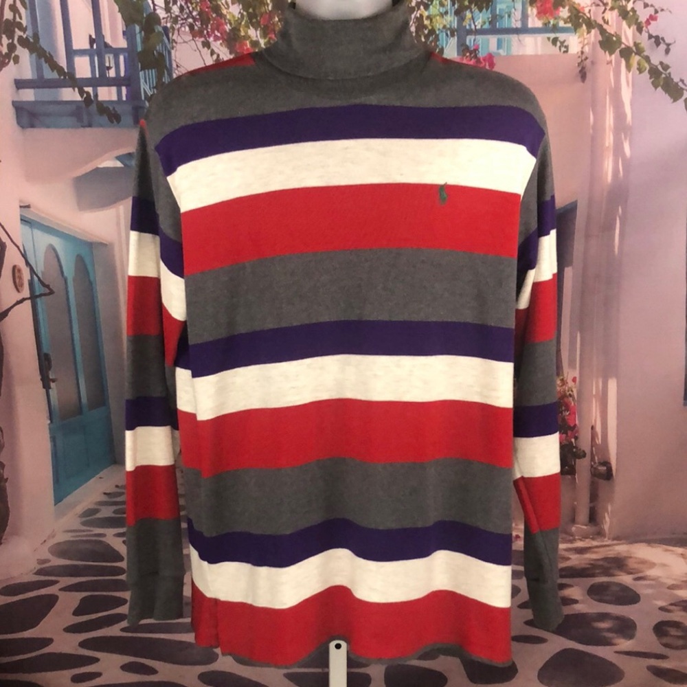 ✨Polo Ralph Lauren Vintage Multicolor Striped Turtleneck